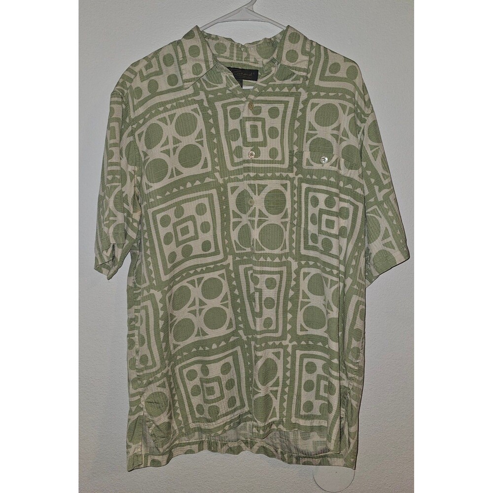 Tori Richard Green Aloha Hawaiian Floral Silk Shirt Sz Men's M Medium Hawaii